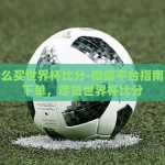 微信怎么买世界杯比分-微信平台指南，轻松下单，尽览世界杯比分